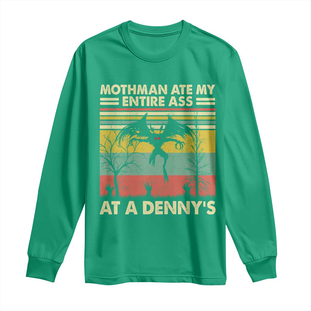 Funny Mothman Eat My Entire Ass Long Sleeve Shirt Vintage Cryptid Funny Mothman Meme - Wonder Print Shop