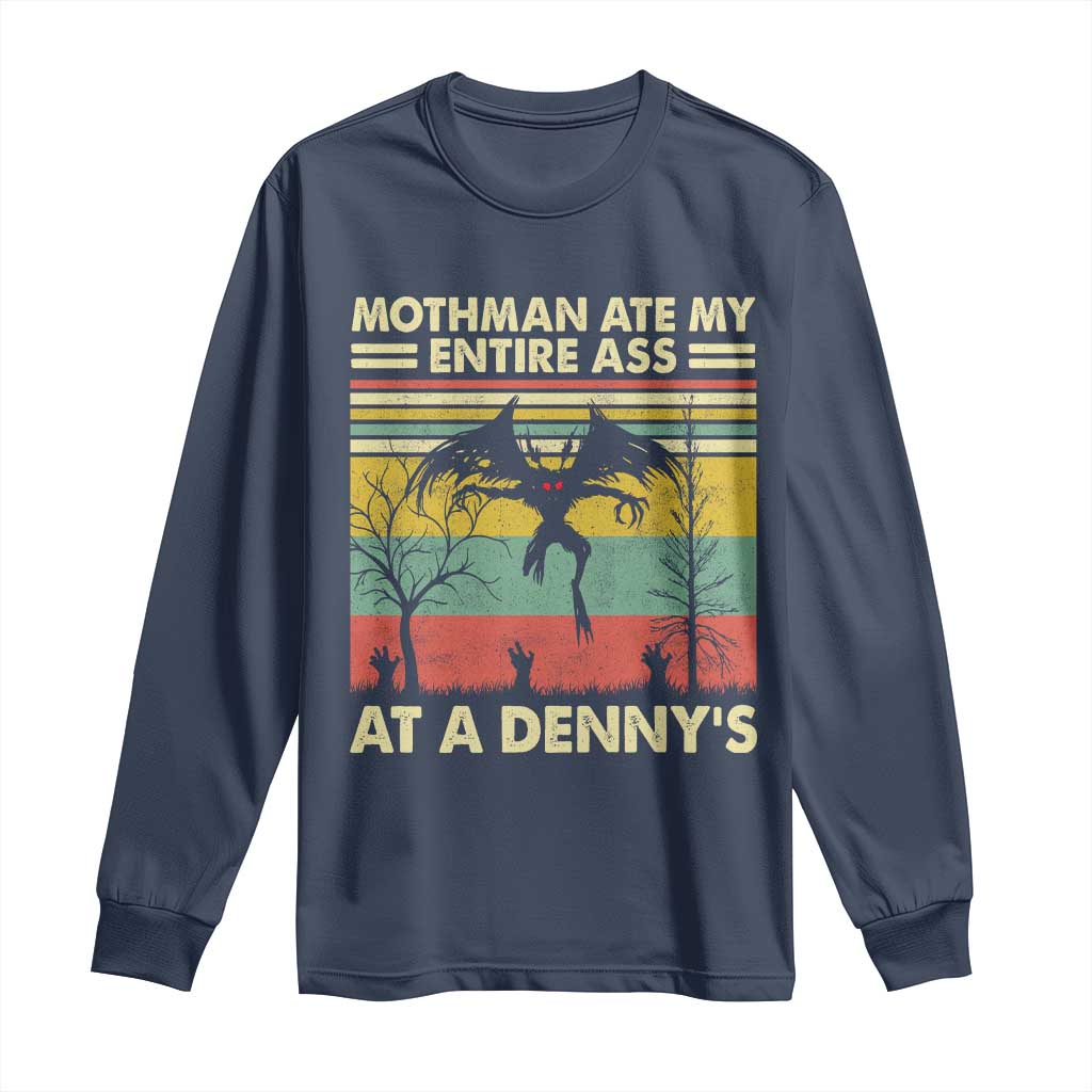 Funny Mothman Eat My Entire Ass Long Sleeve Shirt Vintage Cryptid Funny Mothman Meme - Wonder Print Shop