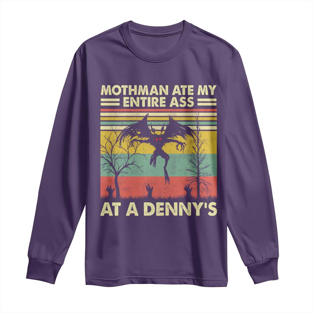 Funny Mothman Eat My Entire Ass Long Sleeve Shirt Vintage Cryptid Funny Mothman Meme - Wonder Print Shop