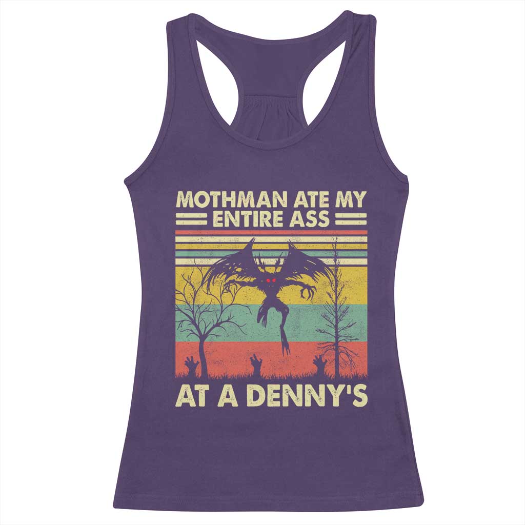 Funny Mothman Eat My Entire Ass Racerback Tank Top Vintage Cryptid Funny Mothman Meme - Wonder Print Shop