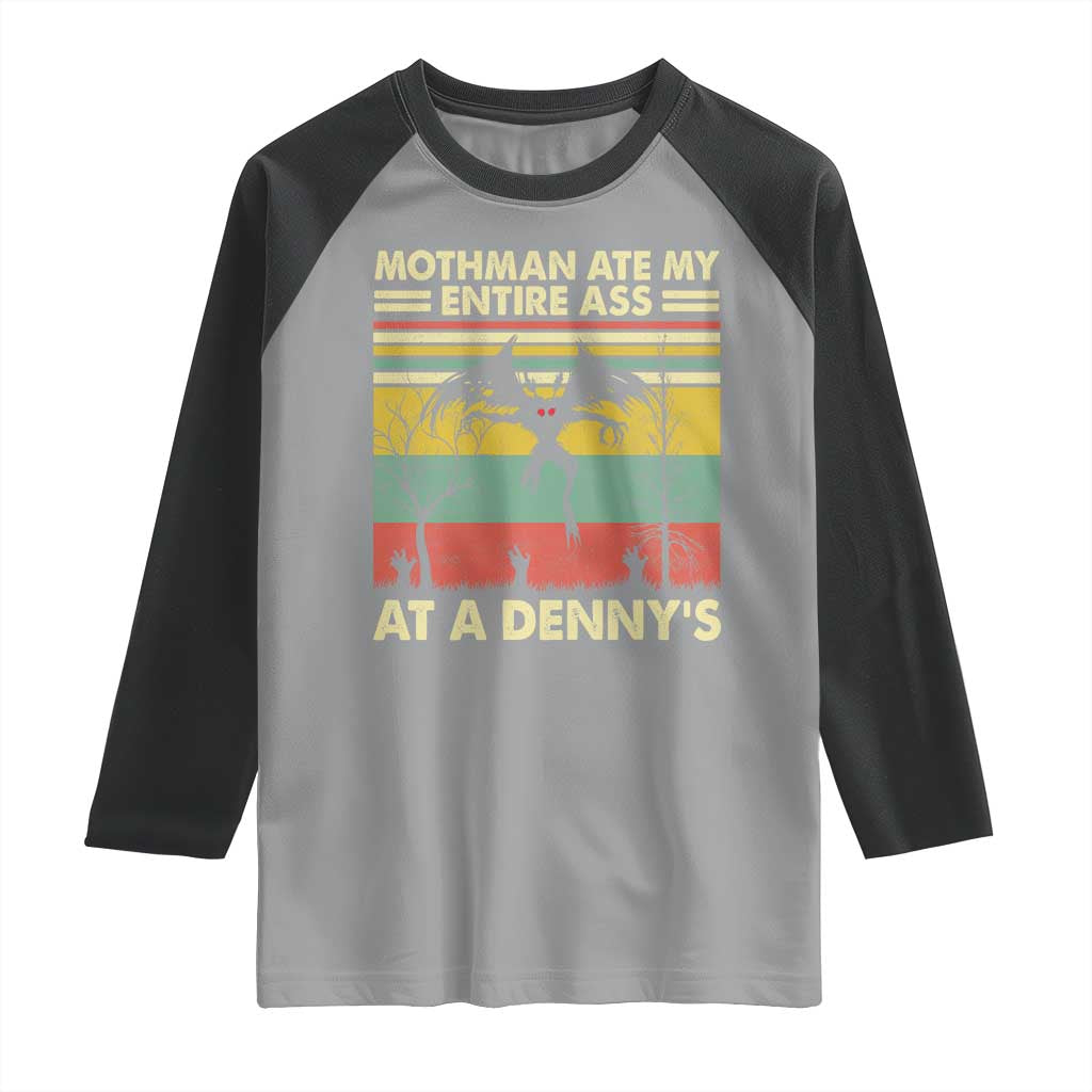 Funny Mothman Eat My Entire Ass Raglan Shirt Vintage Cryptid Funny Mothman Meme - Wonder Print Shop