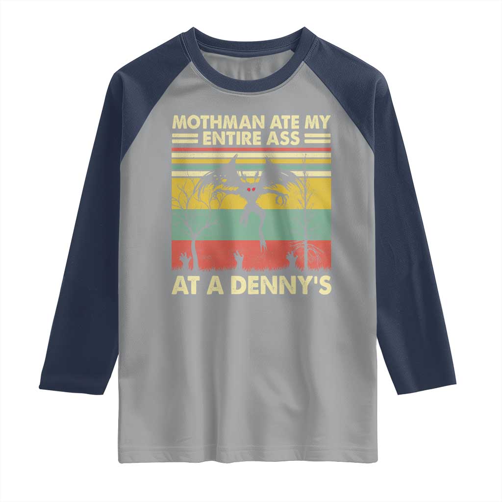 Funny Mothman Eat My Entire Ass Raglan Shirt Vintage Cryptid Funny Mothman Meme - Wonder Print Shop