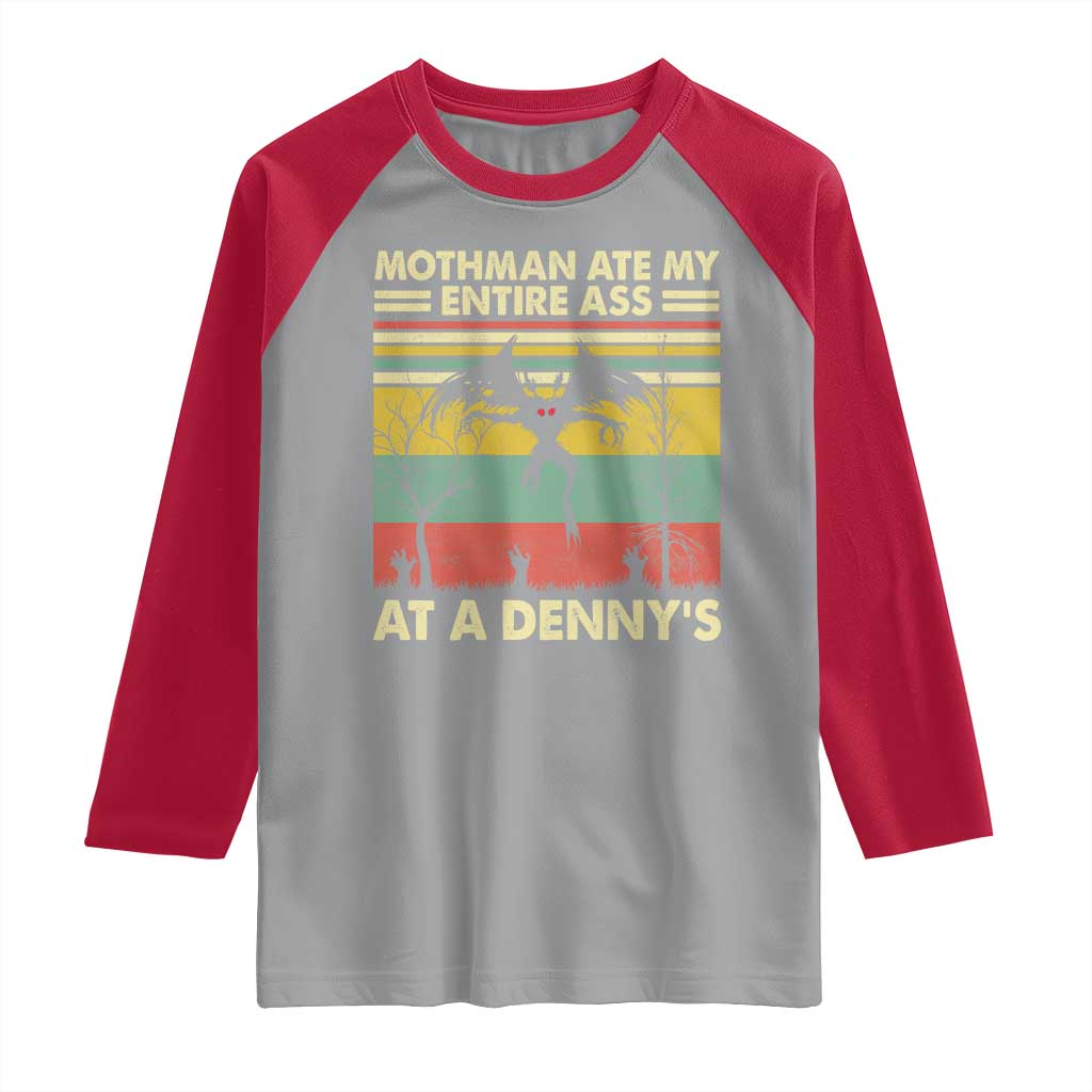 Funny Mothman Eat My Entire Ass Raglan Shirt Vintage Cryptid Funny Mothman Meme - Wonder Print Shop