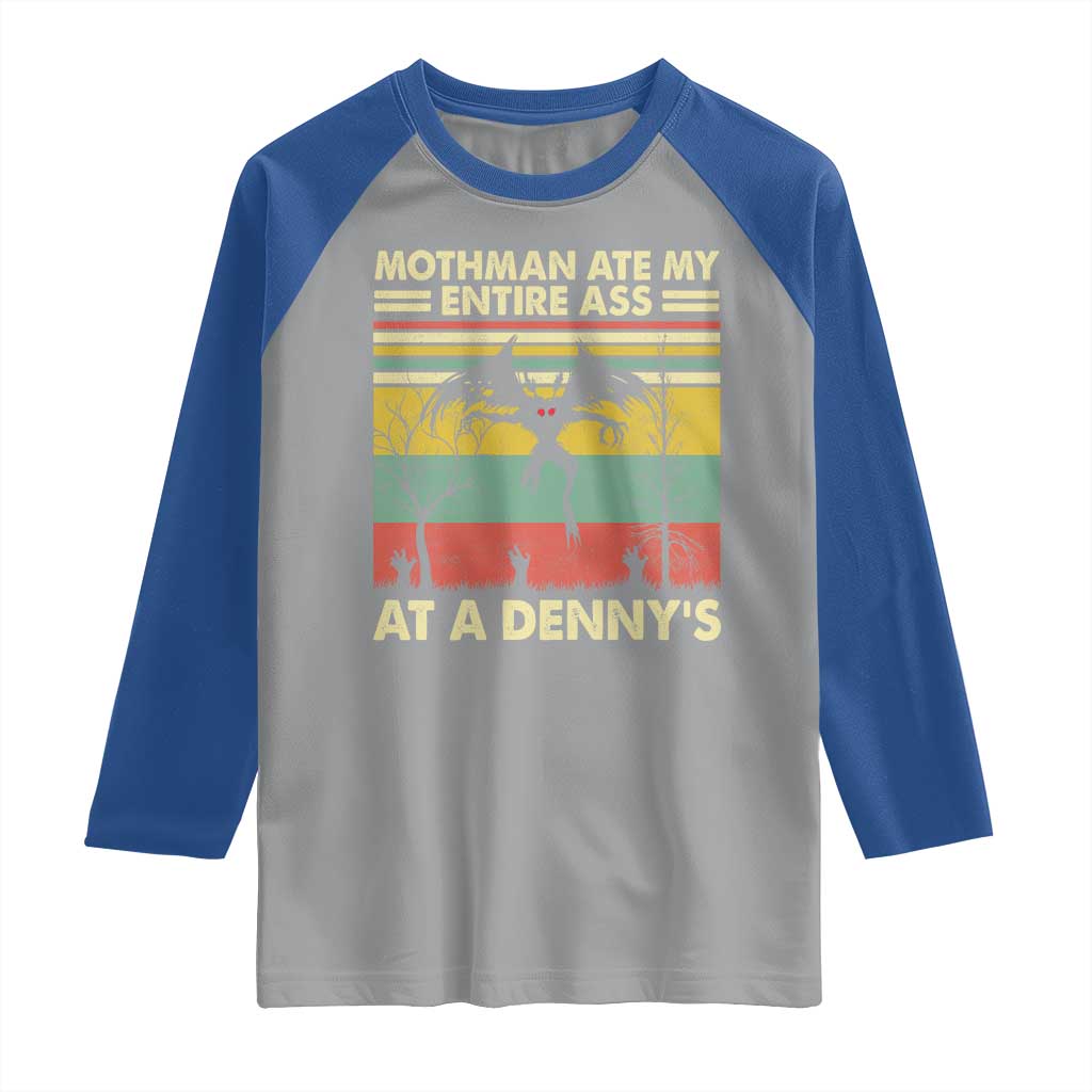 Funny Mothman Eat My Entire Ass Raglan Shirt Vintage Cryptid Funny Mothman Meme - Wonder Print Shop