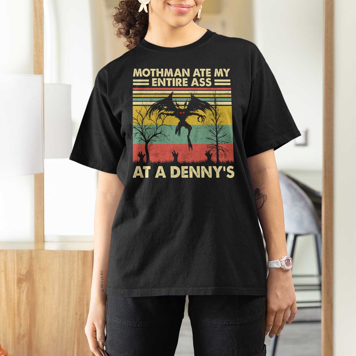 Funny Mothman Eat My Entire Ass T Shirt For Women Vintage Cryptid Funny Mothman Meme - Wonder Print Shop