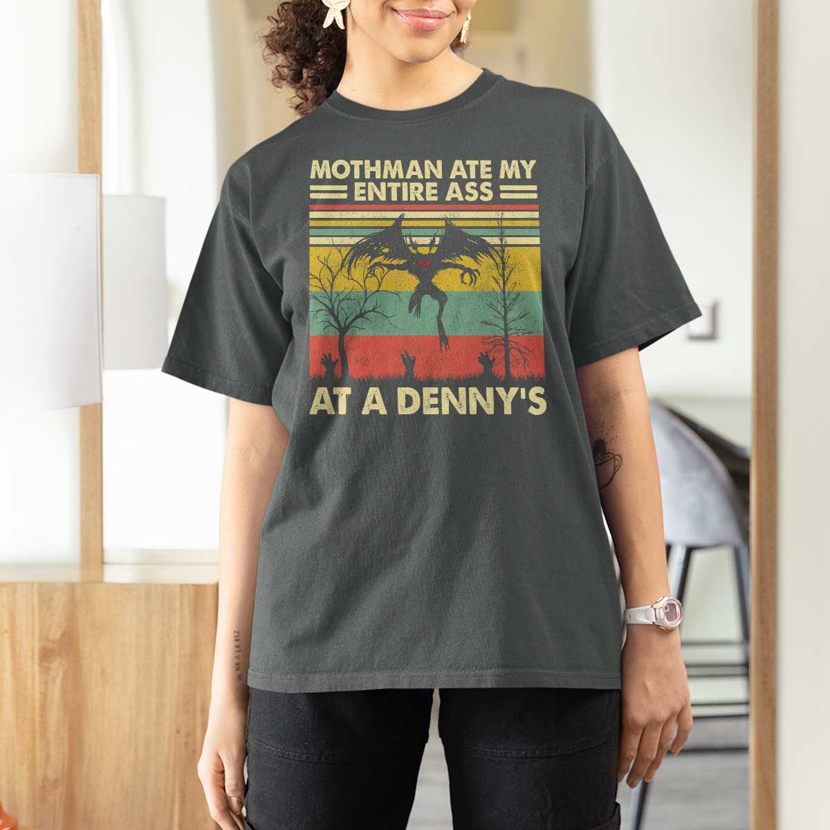 Funny Mothman Eat My Entire Ass T Shirt For Women Vintage Cryptid Funny Mothman Meme - Wonder Print Shop