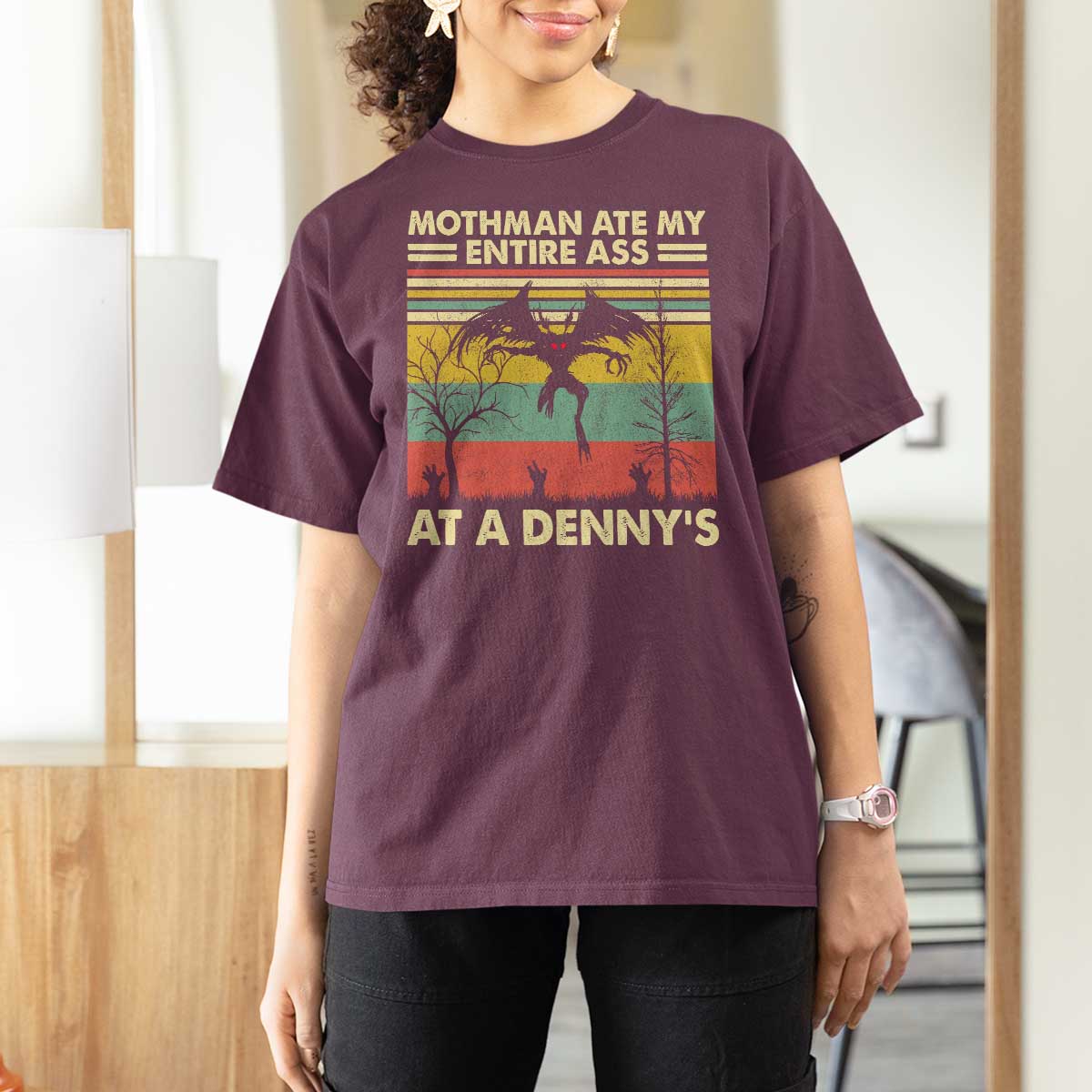Funny Mothman Eat My Entire Ass T Shirt For Women Vintage Cryptid Funny Mothman Meme - Wonder Print Shop