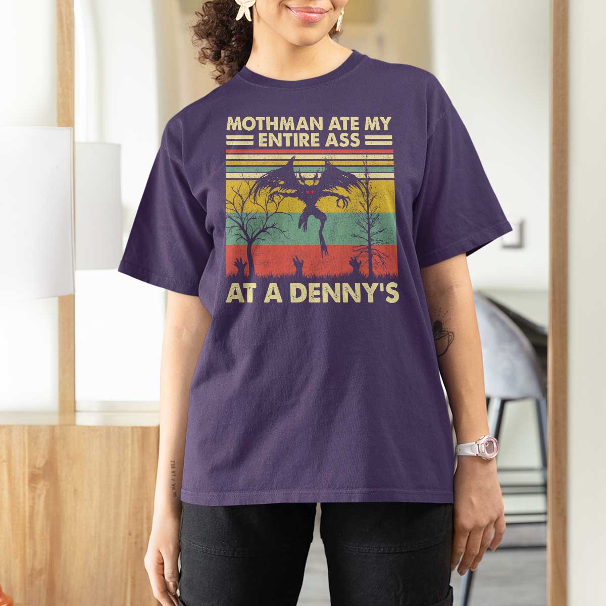 Funny Mothman Eat My Entire Ass T Shirt For Women Vintage Cryptid Funny Mothman Meme - Wonder Print Shop