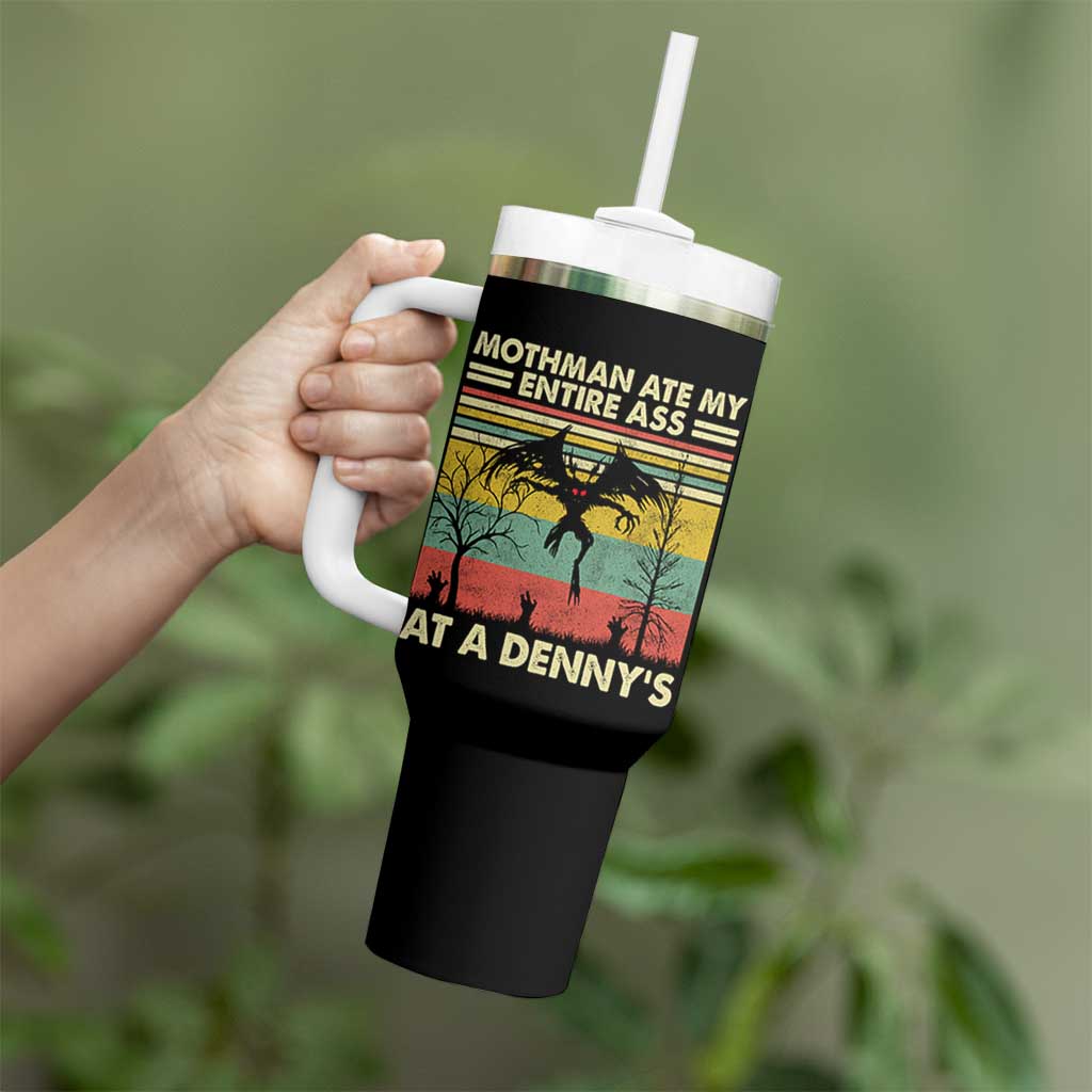 Funny Mothman Eat My Entire Ass Tumbler With Handle Vintage Cryptid Funny Mothman Meme - Wonder Print Shop