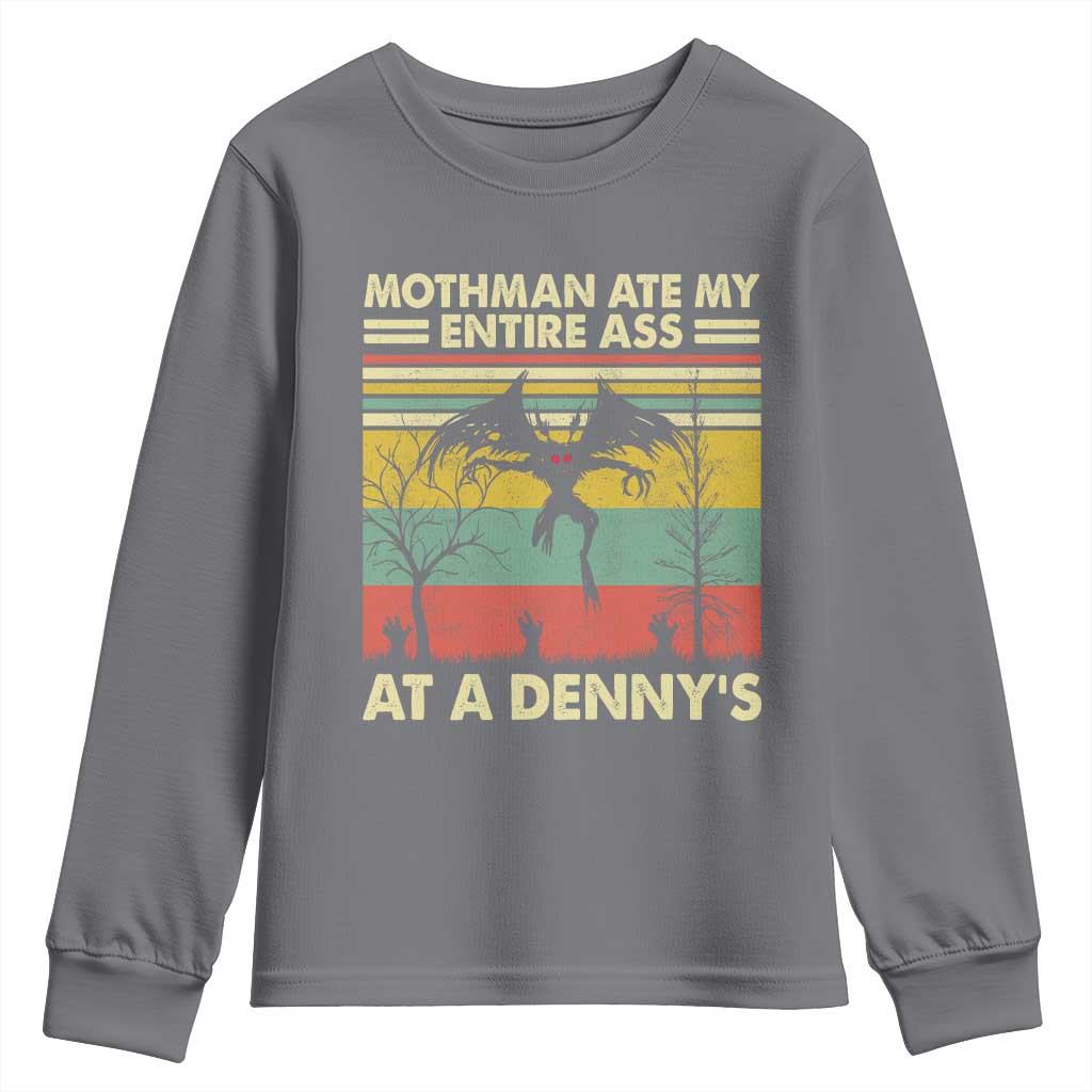 Funny Mothman Eat My Entire Ass Youth Sweatshirt Vintage Cryptid Funny Mothman Meme - Wonder Print Shop