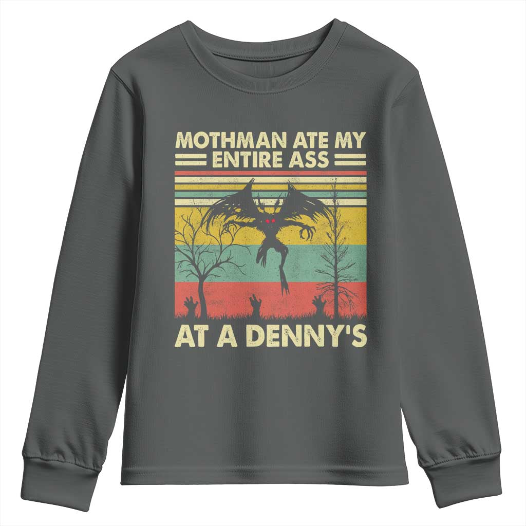 Funny Mothman Eat My Entire Ass Youth Sweatshirt Vintage Cryptid Funny Mothman Meme - Wonder Print Shop