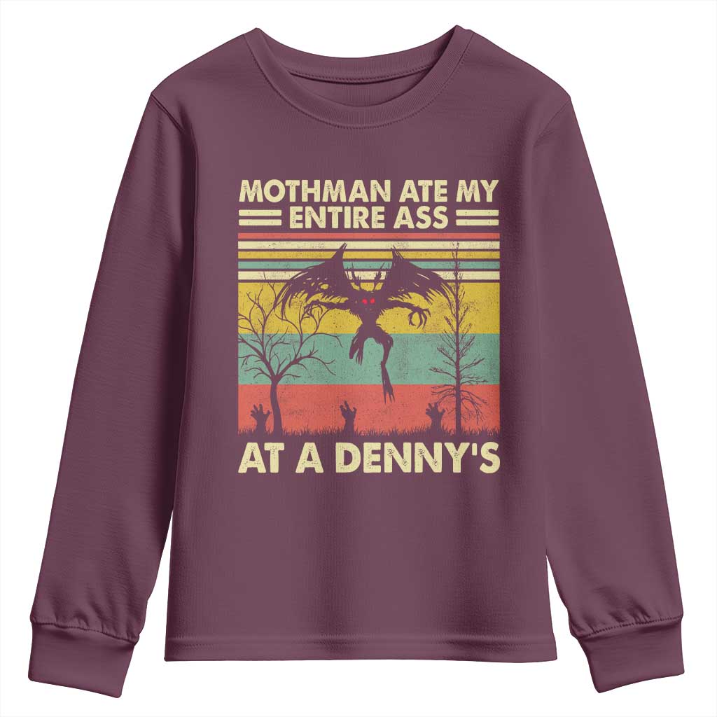 Funny Mothman Eat My Entire Ass Youth Sweatshirt Vintage Cryptid Funny Mothman Meme - Wonder Print Shop