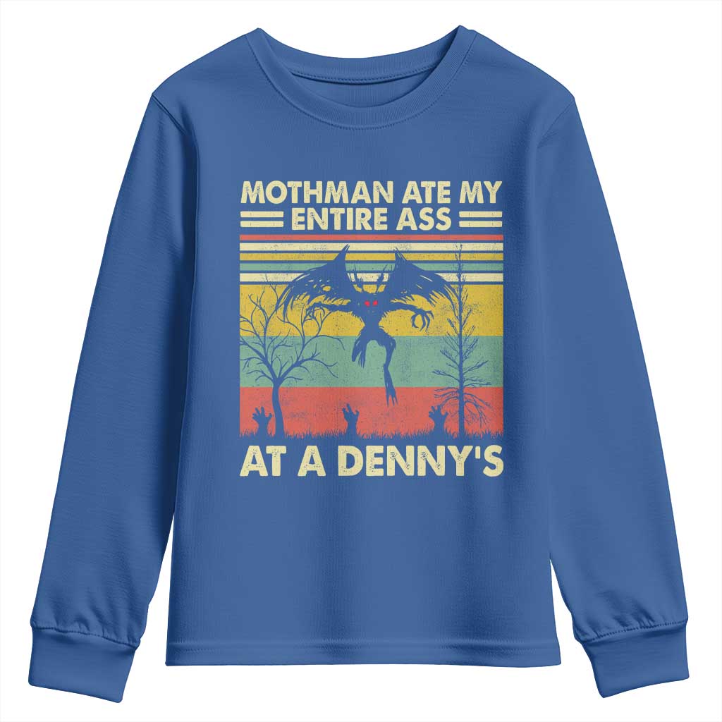 Funny Mothman Eat My Entire Ass Youth Sweatshirt Vintage Cryptid Funny Mothman Meme - Wonder Print Shop