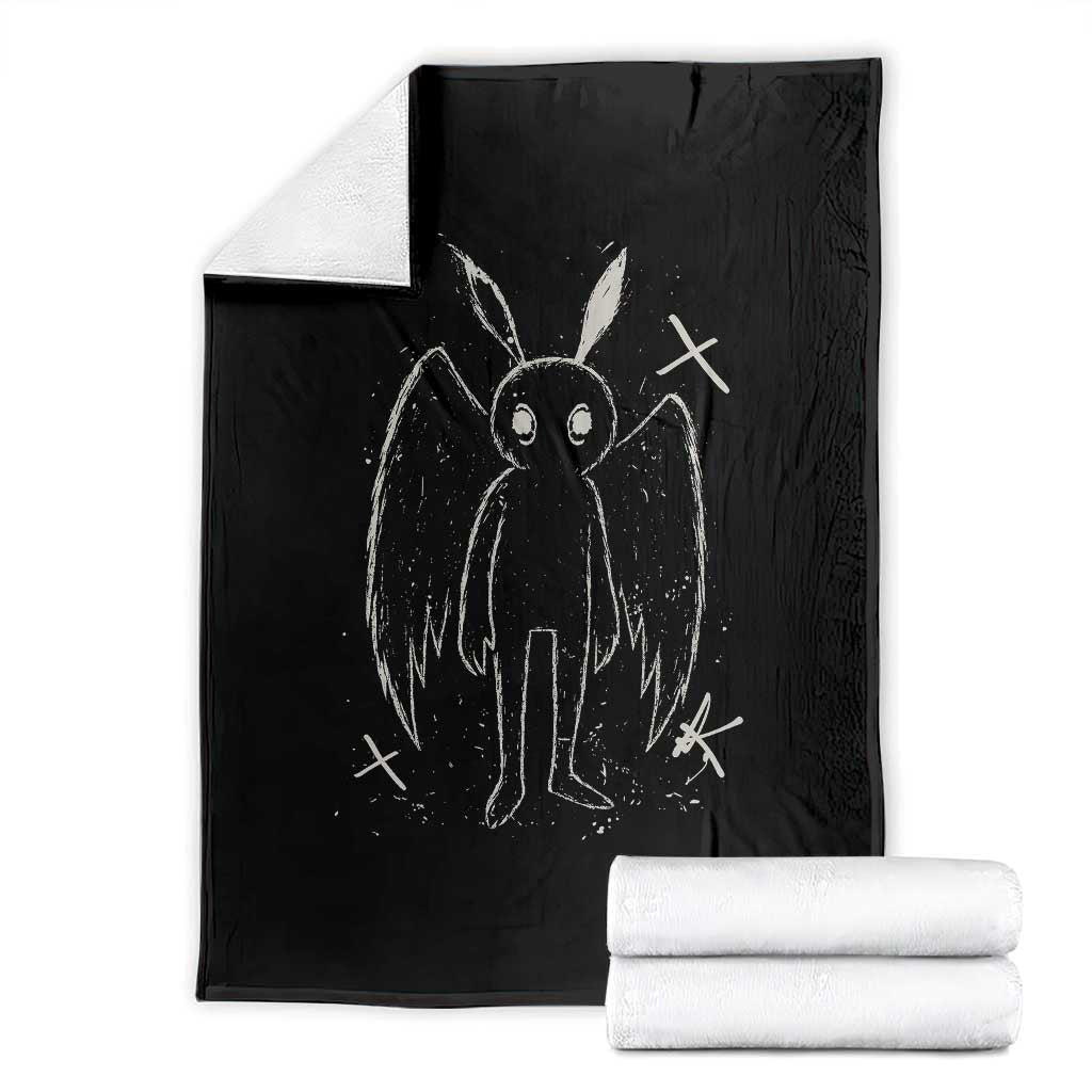 Creepy Cute Mothman Throw Blanket Alt Goth Grunge Horror Aesthetic Cryptid - Wonder Print Shop
