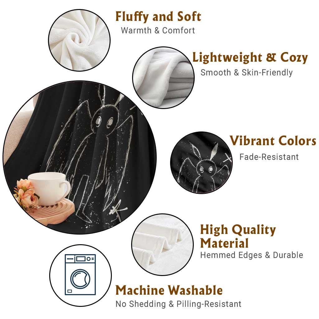 Creepy Cute Mothman Throw Blanket Alt Goth Grunge Horror Aesthetic Cryptid - Wonder Print Shop