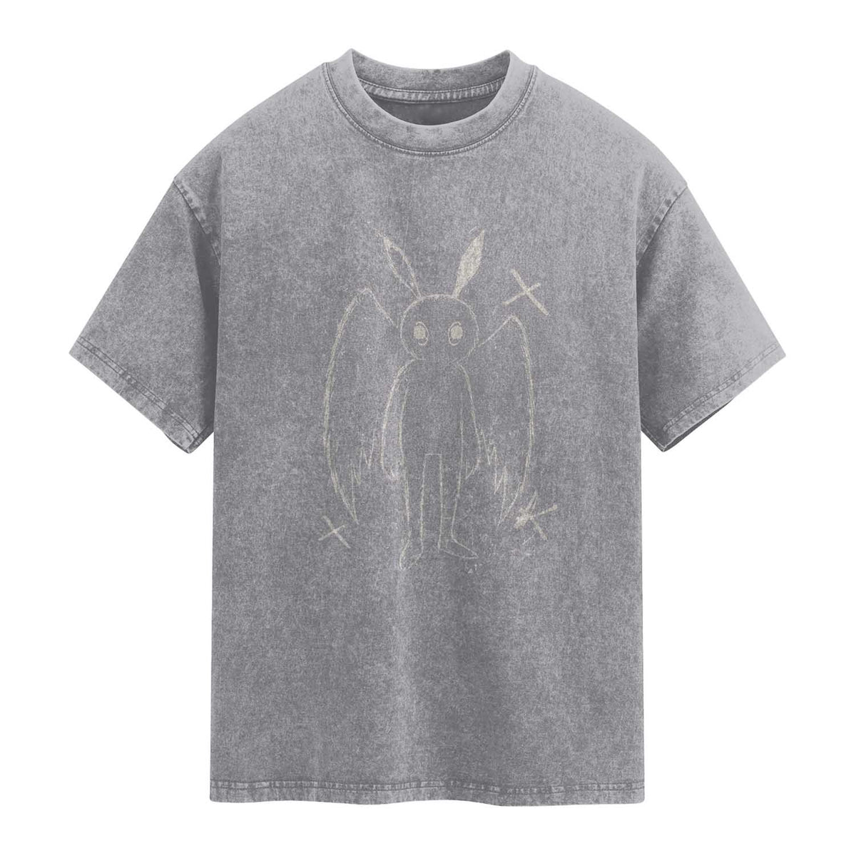 Creepy Cute Mothman Washed Cotton T-Shirt Alt Goth Grunge Horror Aesthetic Cryptid