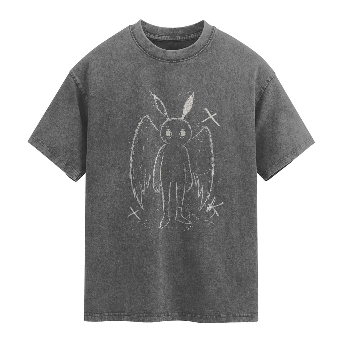 Creepy Cute Mothman Washed Cotton T-Shirt Alt Goth Grunge Horror Aesthetic Cryptid