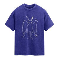 Creepy Cute Mothman Washed Cotton T-Shirt Alt Goth Grunge Horror Aesthetic Cryptid