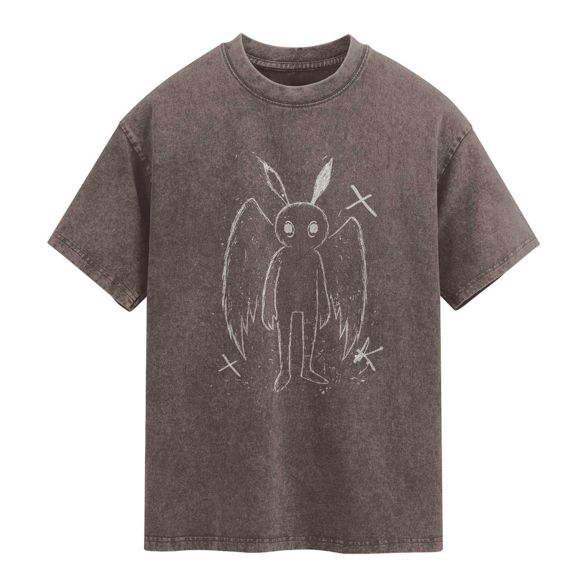 Creepy Cute Mothman Washed Cotton T-Shirt Alt Goth Grunge Horror Aesthetic Cryptid