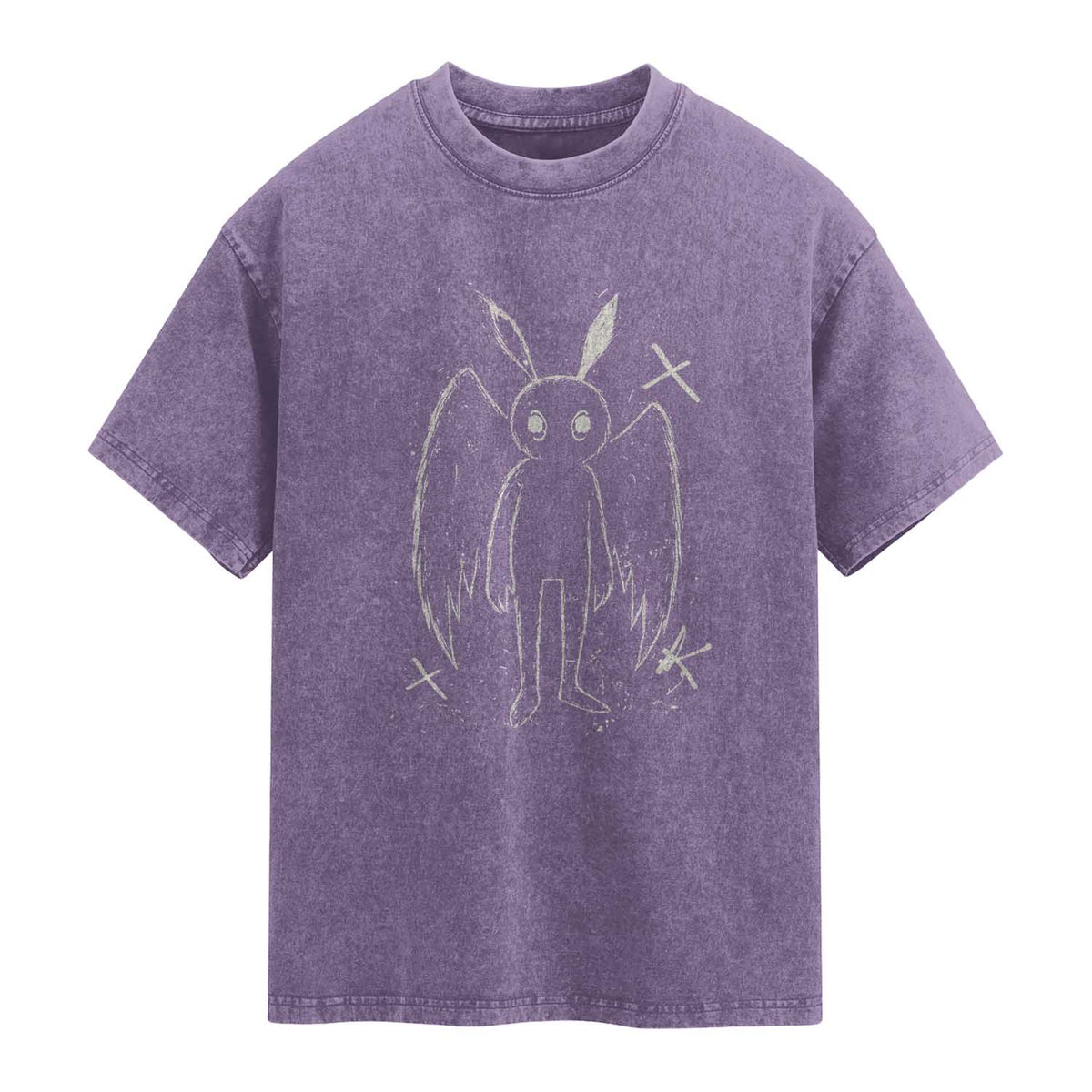 Creepy Cute Mothman Washed Cotton T-Shirt Alt Goth Grunge Horror Aesthetic Cryptid