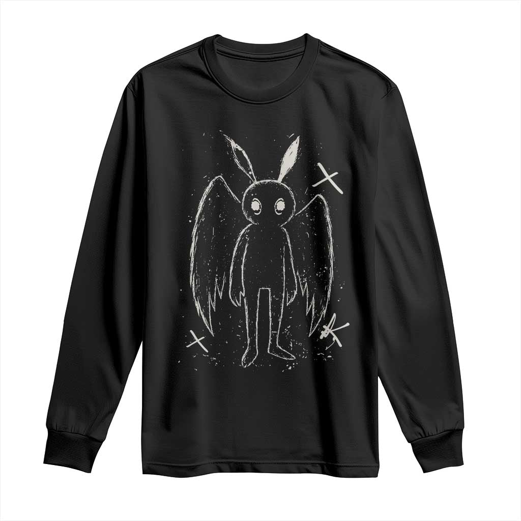 Creepy Cute Mothman Long Sleeve Shirt Alt Goth Grunge Horror Aesthetic Cryptid - Wonder Print Shop