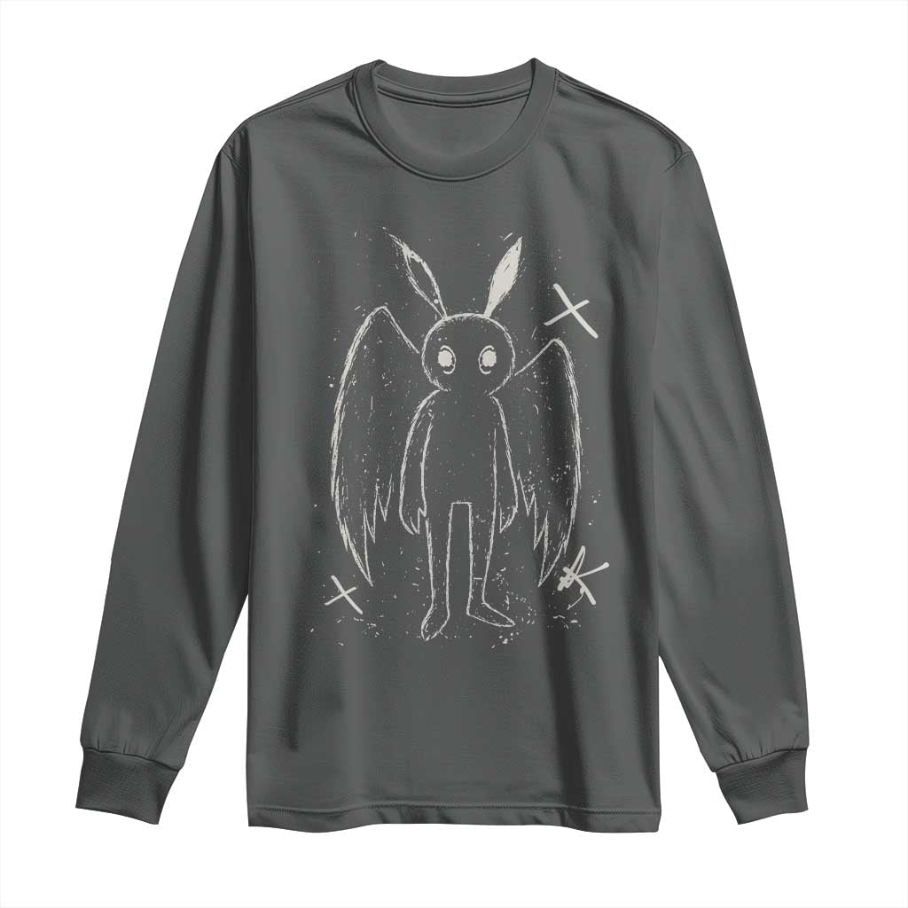 Creepy Cute Mothman Long Sleeve Shirt Alt Goth Grunge Horror Aesthetic Cryptid - Wonder Print Shop
