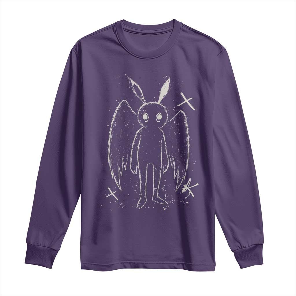 Creepy Cute Mothman Long Sleeve Shirt Alt Goth Grunge Horror Aesthetic Cryptid - Wonder Print Shop