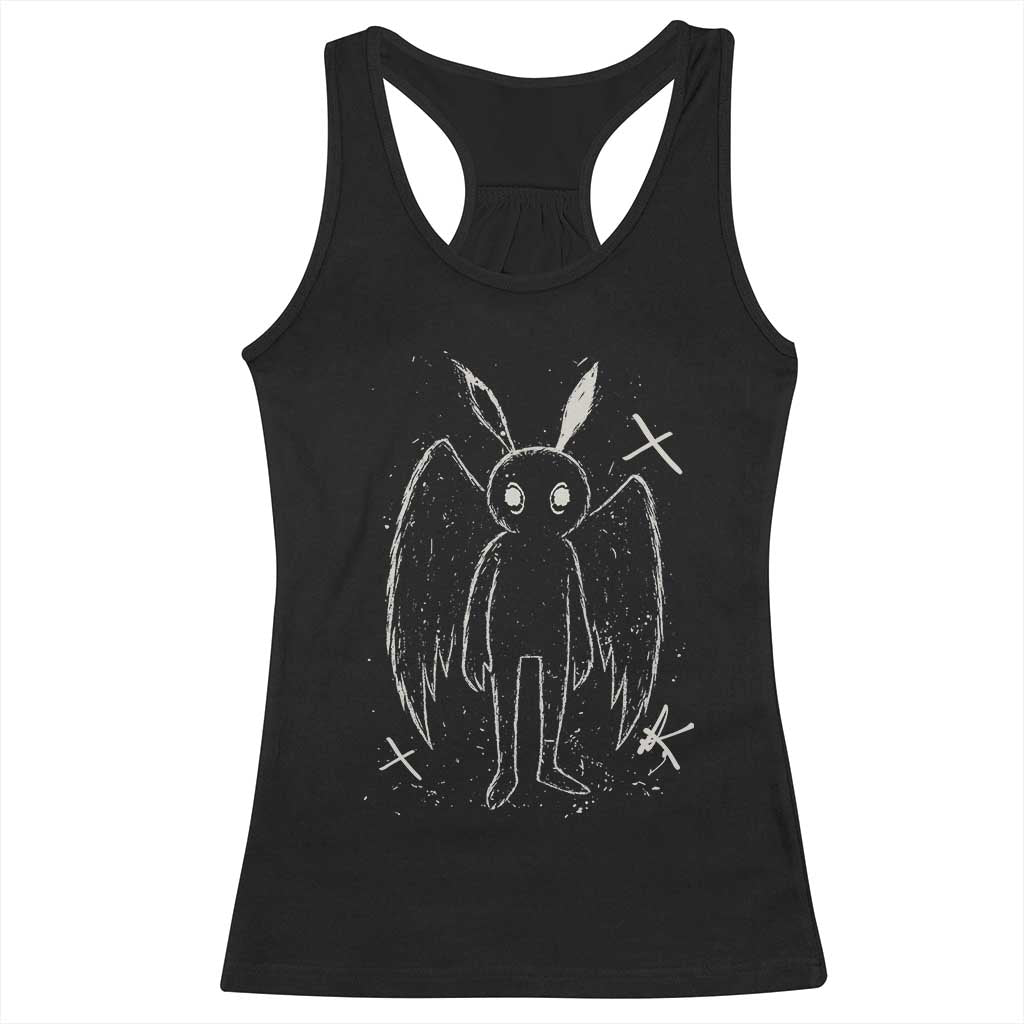 Creepy Cute Mothman Racerback Tank Top Alt Goth Grunge Horror Aesthetic Cryptid - Wonder Print Shop