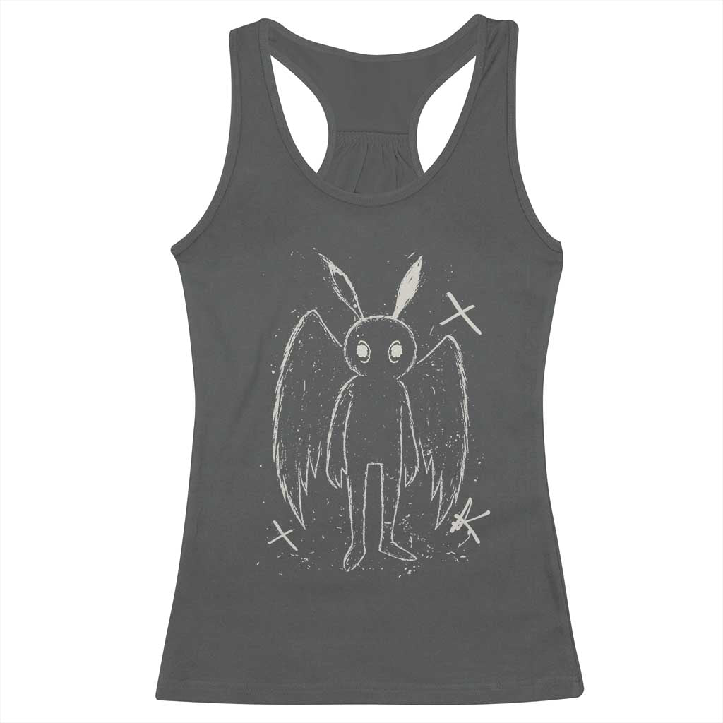 Creepy Cute Mothman Racerback Tank Top Alt Goth Grunge Horror Aesthetic Cryptid - Wonder Print Shop