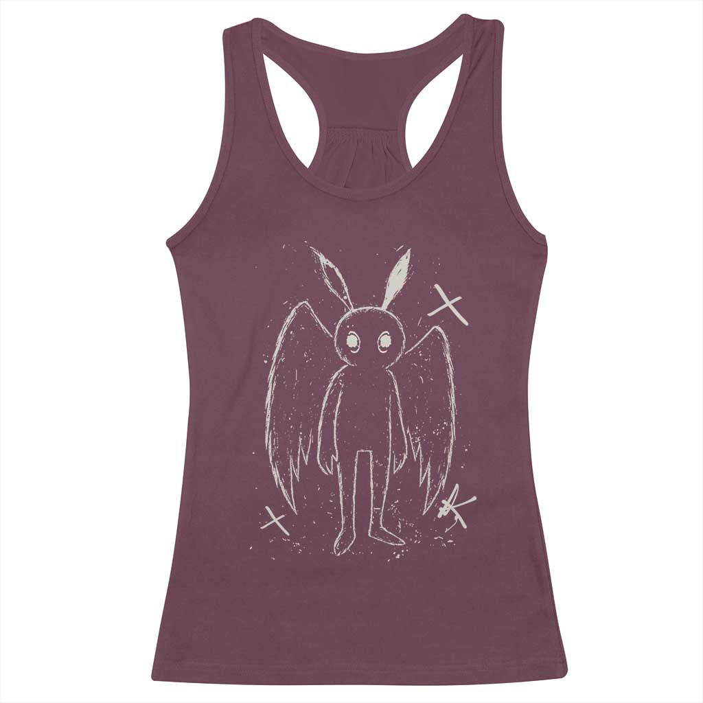 Creepy Cute Mothman Racerback Tank Top Alt Goth Grunge Horror Aesthetic Cryptid - Wonder Print Shop