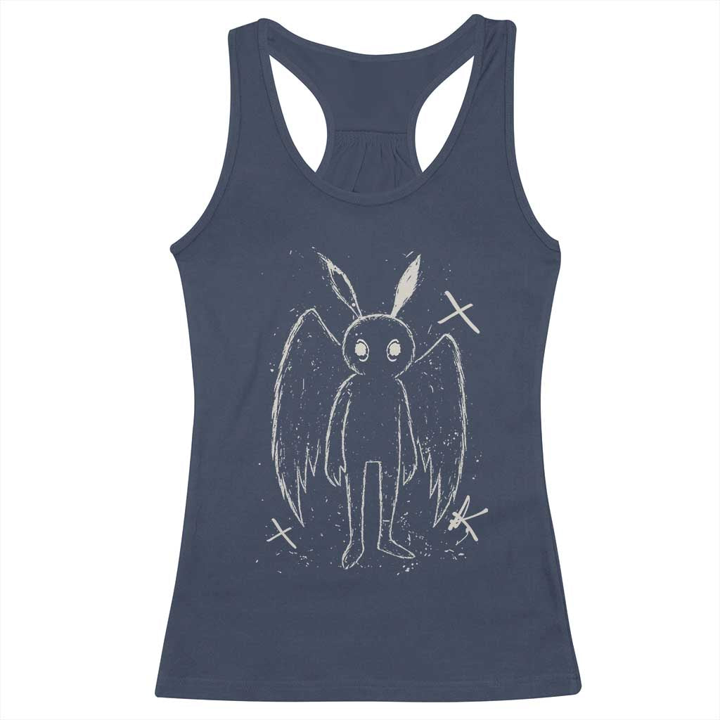 Creepy Cute Mothman Racerback Tank Top Alt Goth Grunge Horror Aesthetic Cryptid - Wonder Print Shop