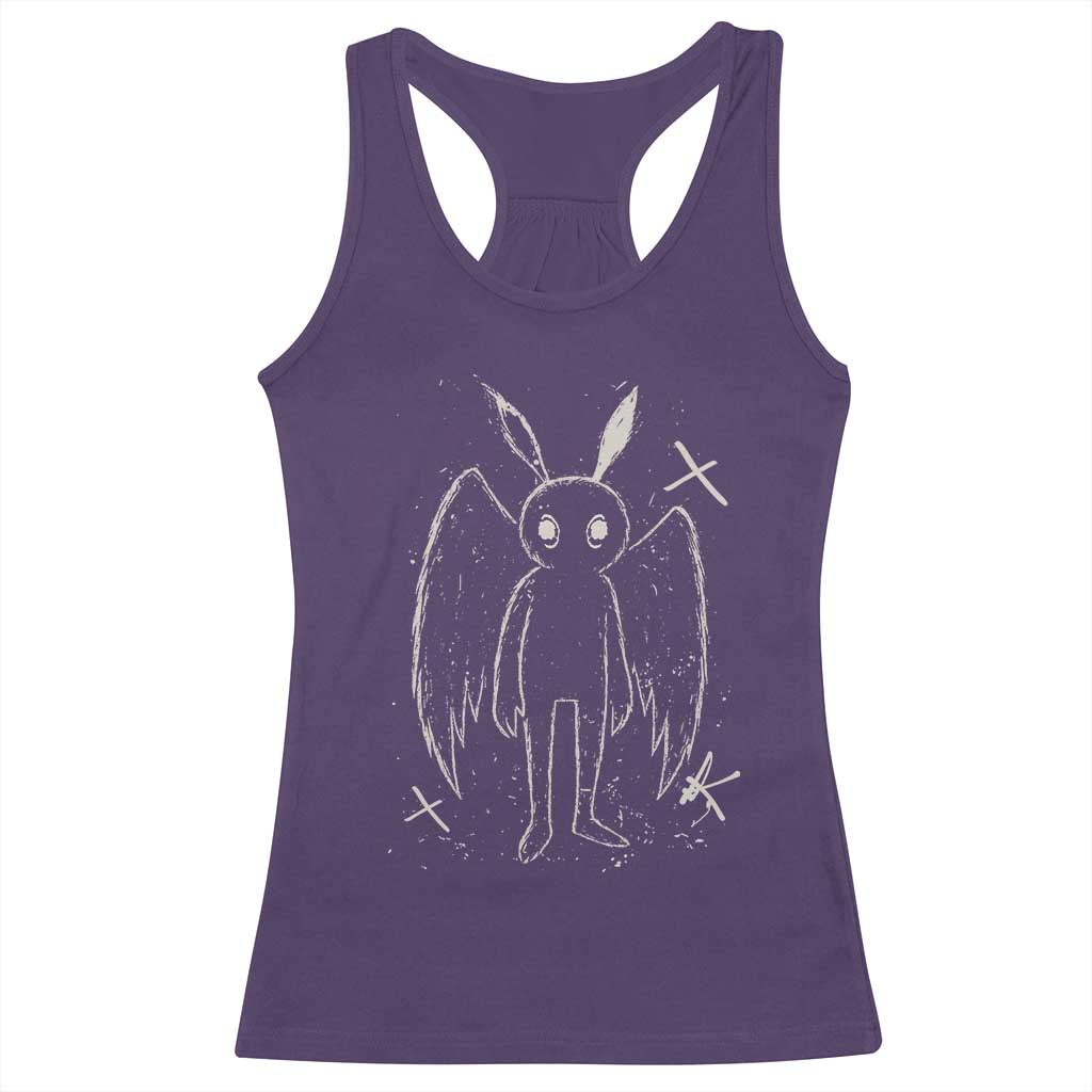 Creepy Cute Mothman Racerback Tank Top Alt Goth Grunge Horror Aesthetic Cryptid - Wonder Print Shop