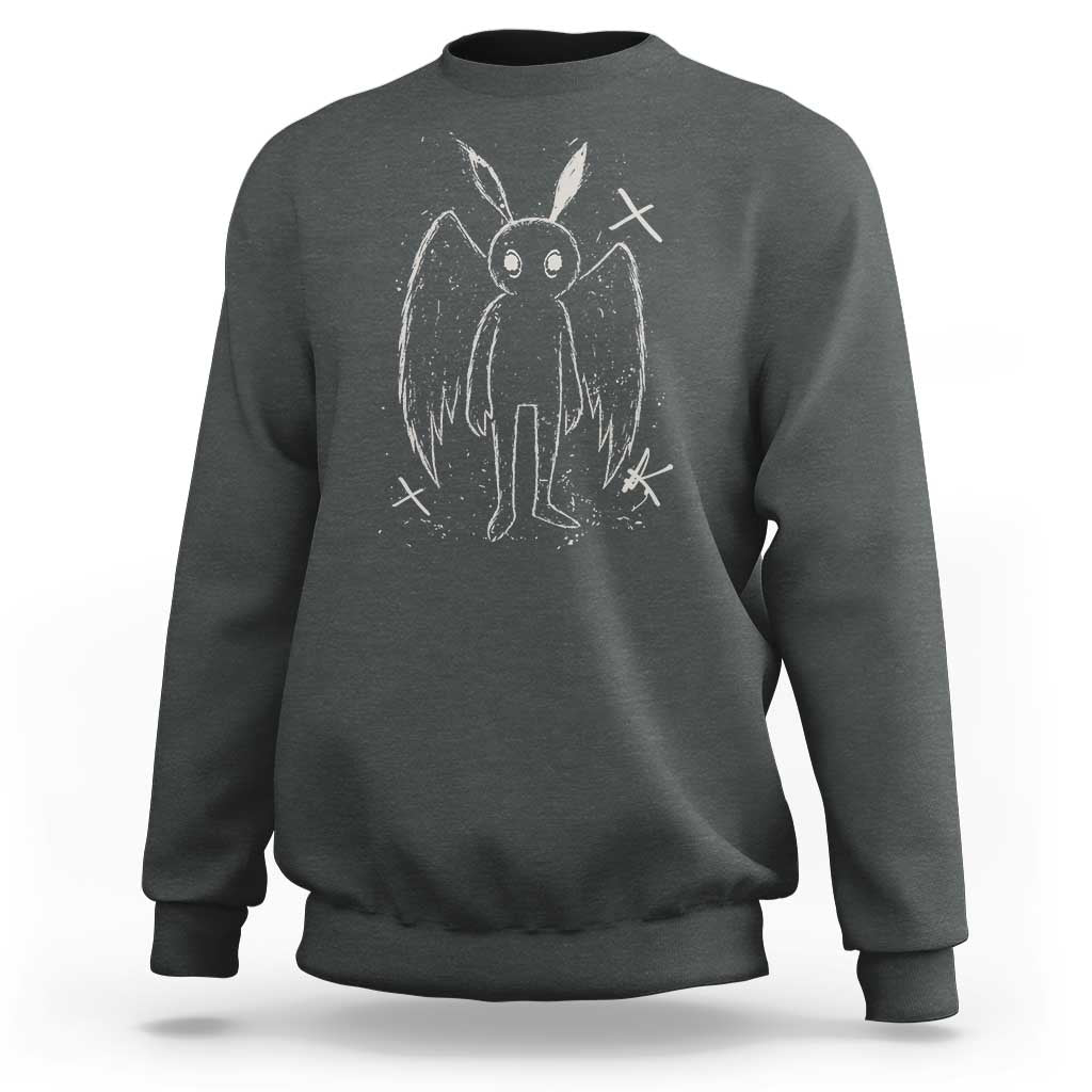Creepy Cute Mothman Sweatshirt Alt Goth Grunge Horror Aesthetic Cryptid - Wonder Print Shop