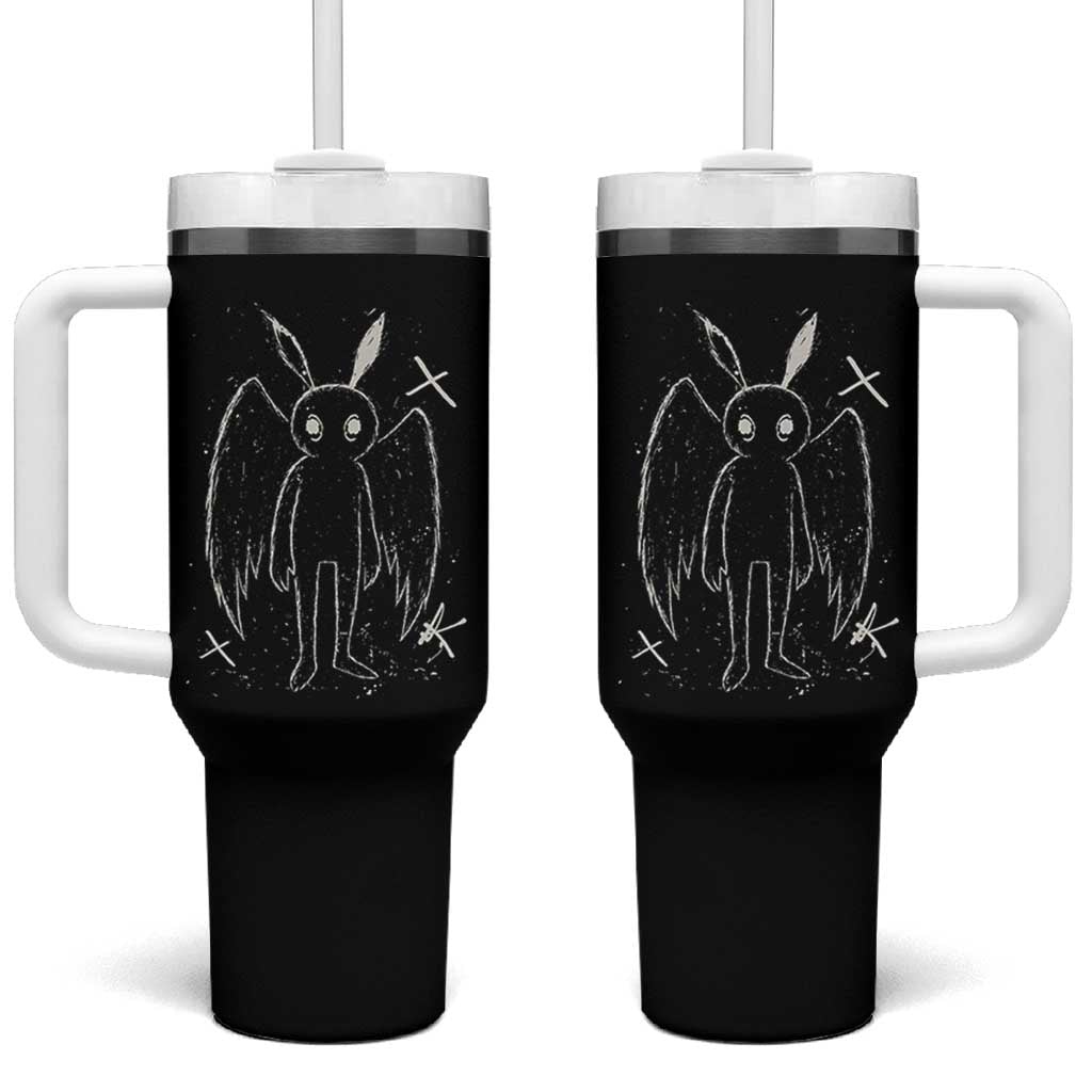 Creepy Cute Mothman Tumbler With Handle Alt Goth Grunge Horror Aesthetic Cryptid - Wonder Print Shop