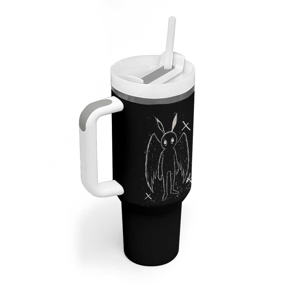 Creepy Cute Mothman Tumbler With Handle Alt Goth Grunge Horror Aesthetic Cryptid - Wonder Print Shop