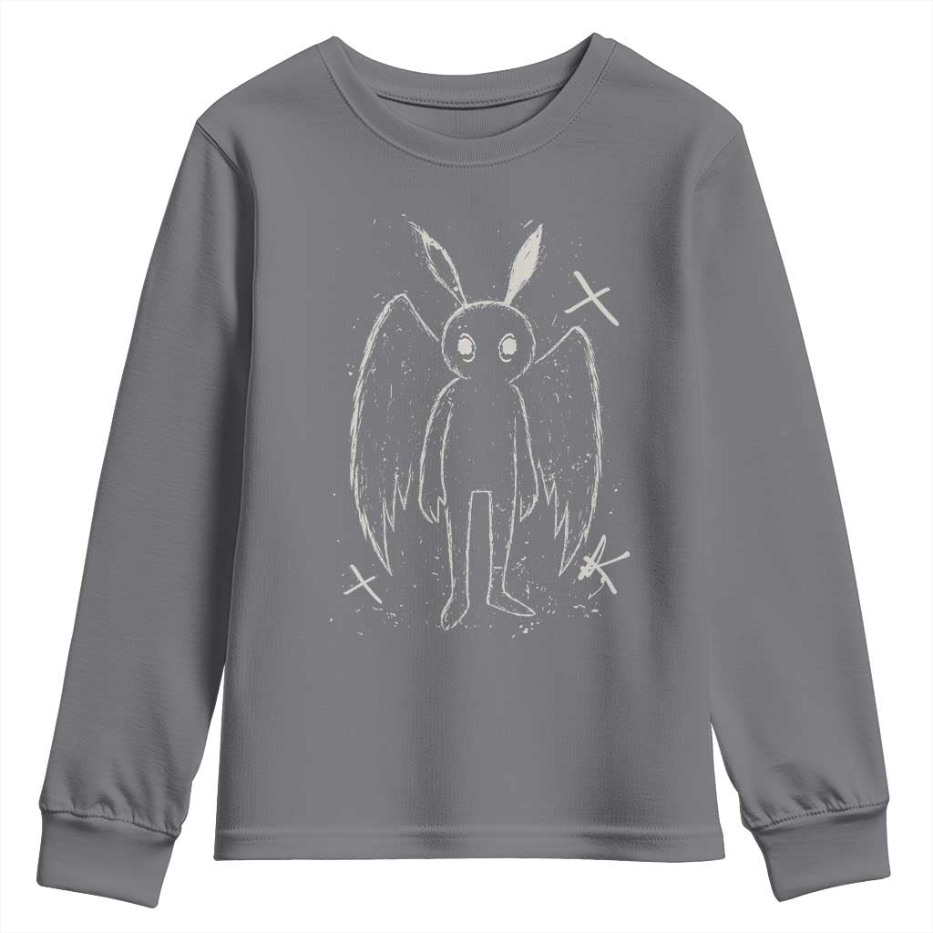 Creepy Cute Mothman Youth Sweatshirt Alt Goth Grunge Horror Aesthetic Cryptid - Wonder Print Shop