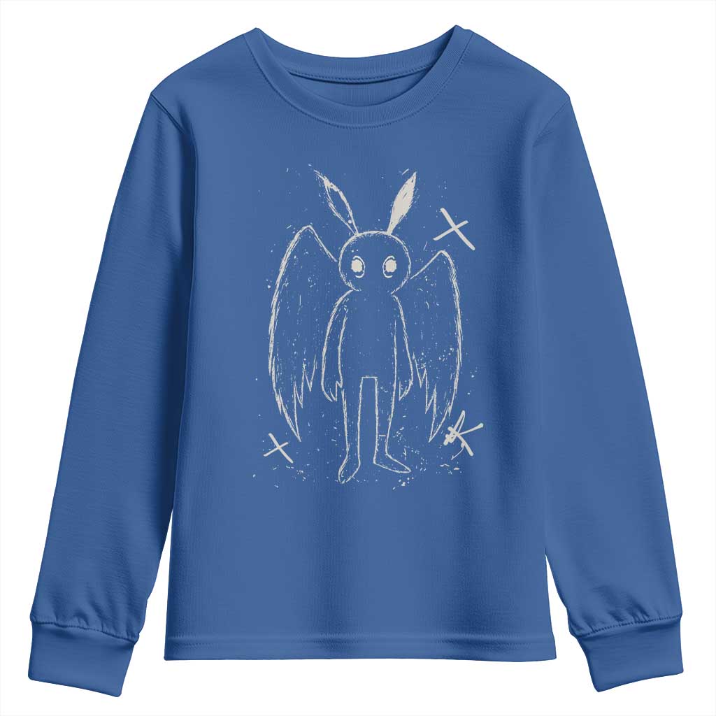 Creepy Cute Mothman Youth Sweatshirt Alt Goth Grunge Horror Aesthetic Cryptid - Wonder Print Shop