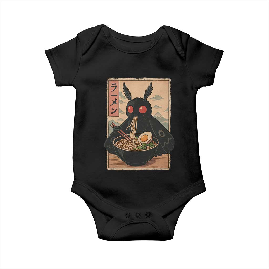Funny Mothman Ramen Baby Onesie Japanese Kawaii Noodles Cryptid Retro Manga Anime - Wonder Print Shop