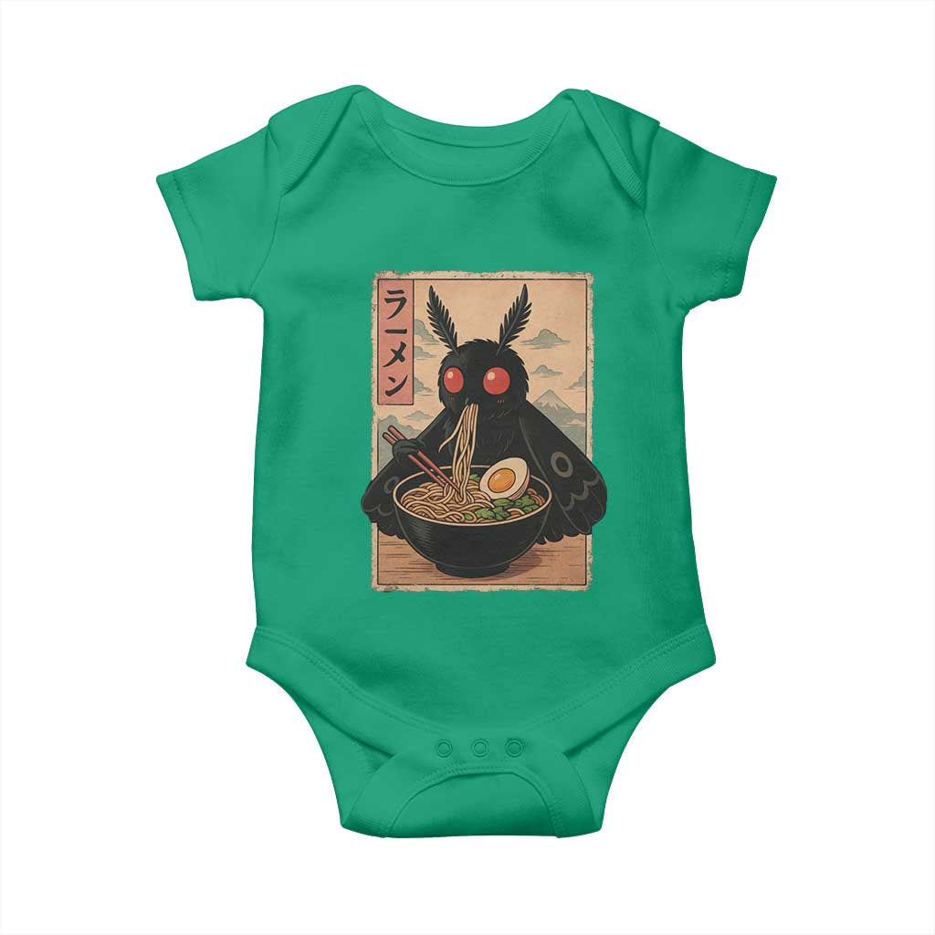 Funny Mothman Ramen Baby Onesie Japanese Kawaii Noodles Cryptid Retro Manga Anime - Wonder Print Shop