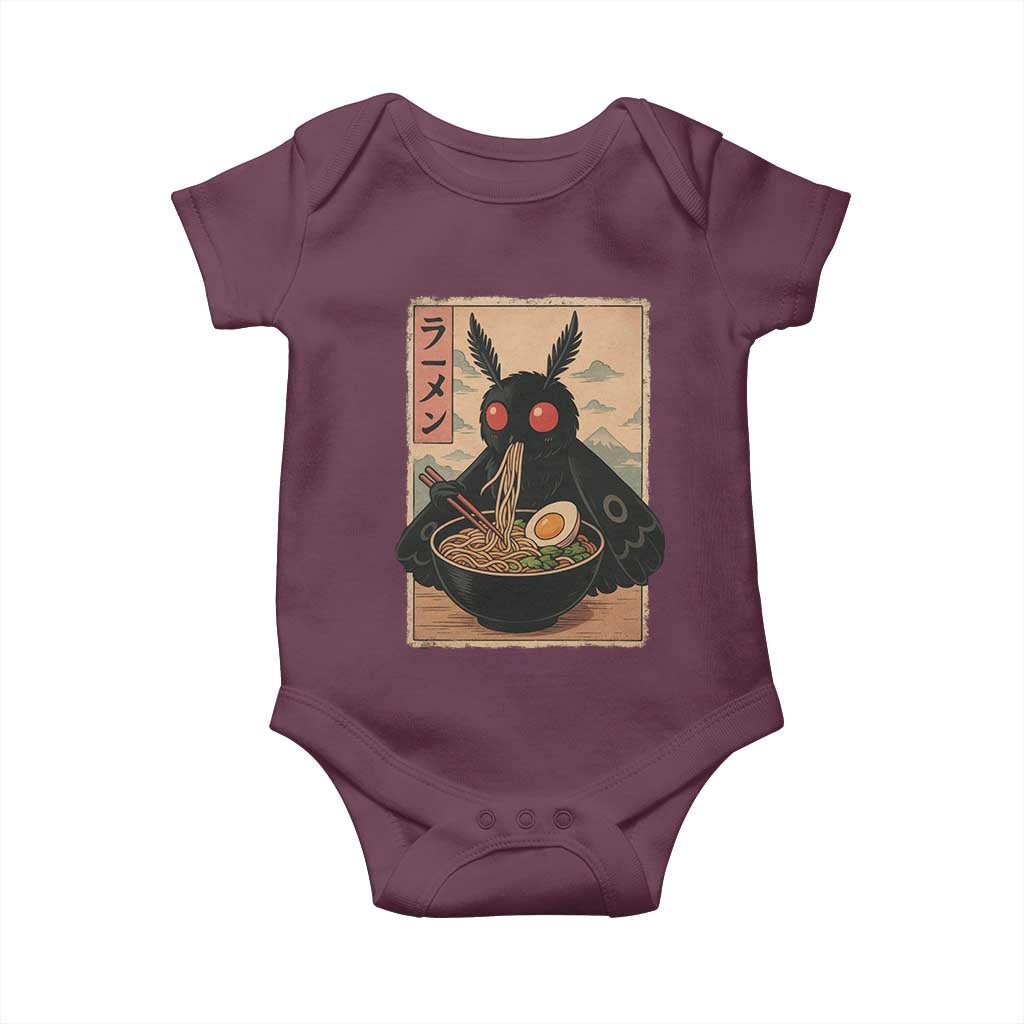 Funny Mothman Ramen Baby Onesie Japanese Kawaii Noodles Cryptid Retro Manga Anime - Wonder Print Shop