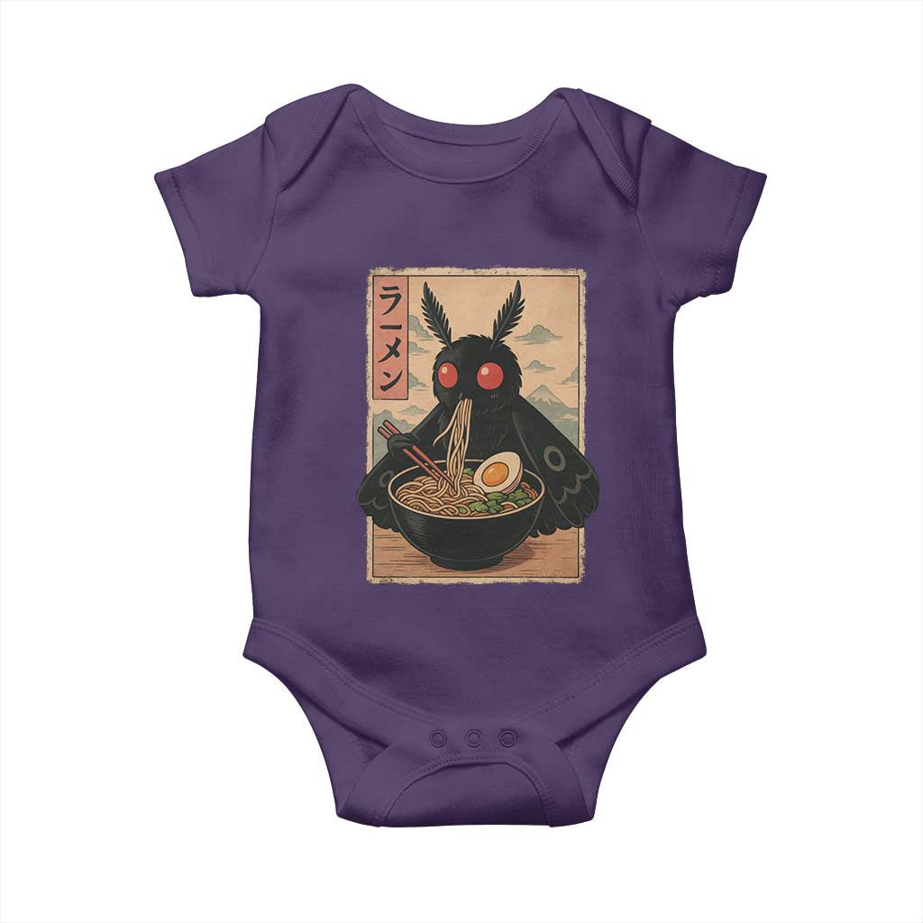 Funny Mothman Ramen Baby Onesie Japanese Kawaii Noodles Cryptid Retro Manga Anime - Wonder Print Shop