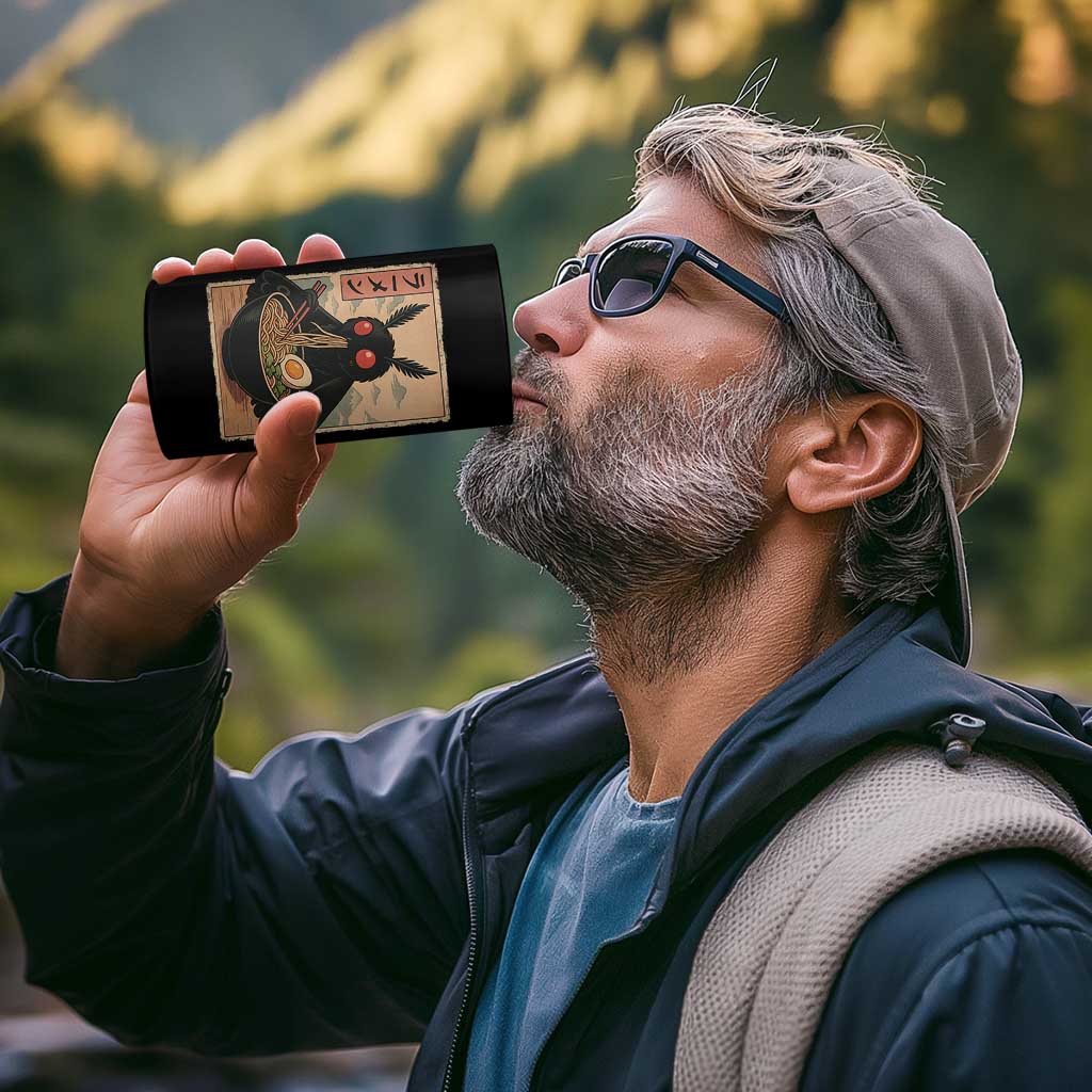 Funny Mothman Ramen 4 in 1 Can Cooler Tumbler Japanese Kawaii Noodles Cryptid Retro Manga Anime - Wonder Print Shop