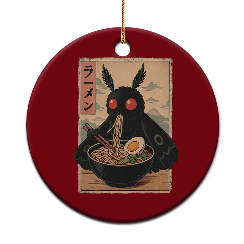 Funny Mothman Ramen Ceramic Ornament Japanese Kawaii Noodles Cryptid Retro Manga Anime - Wonder Print Shop