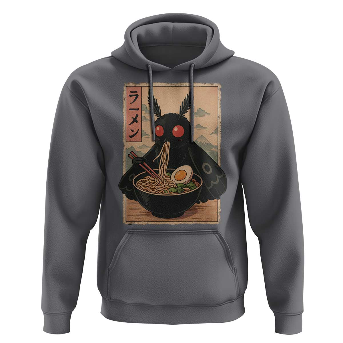 Funny Mothman Ramen Hoodie Japanese Kawaii Noodles Cryptid Retro Manga Anime - Wonder Print Shop