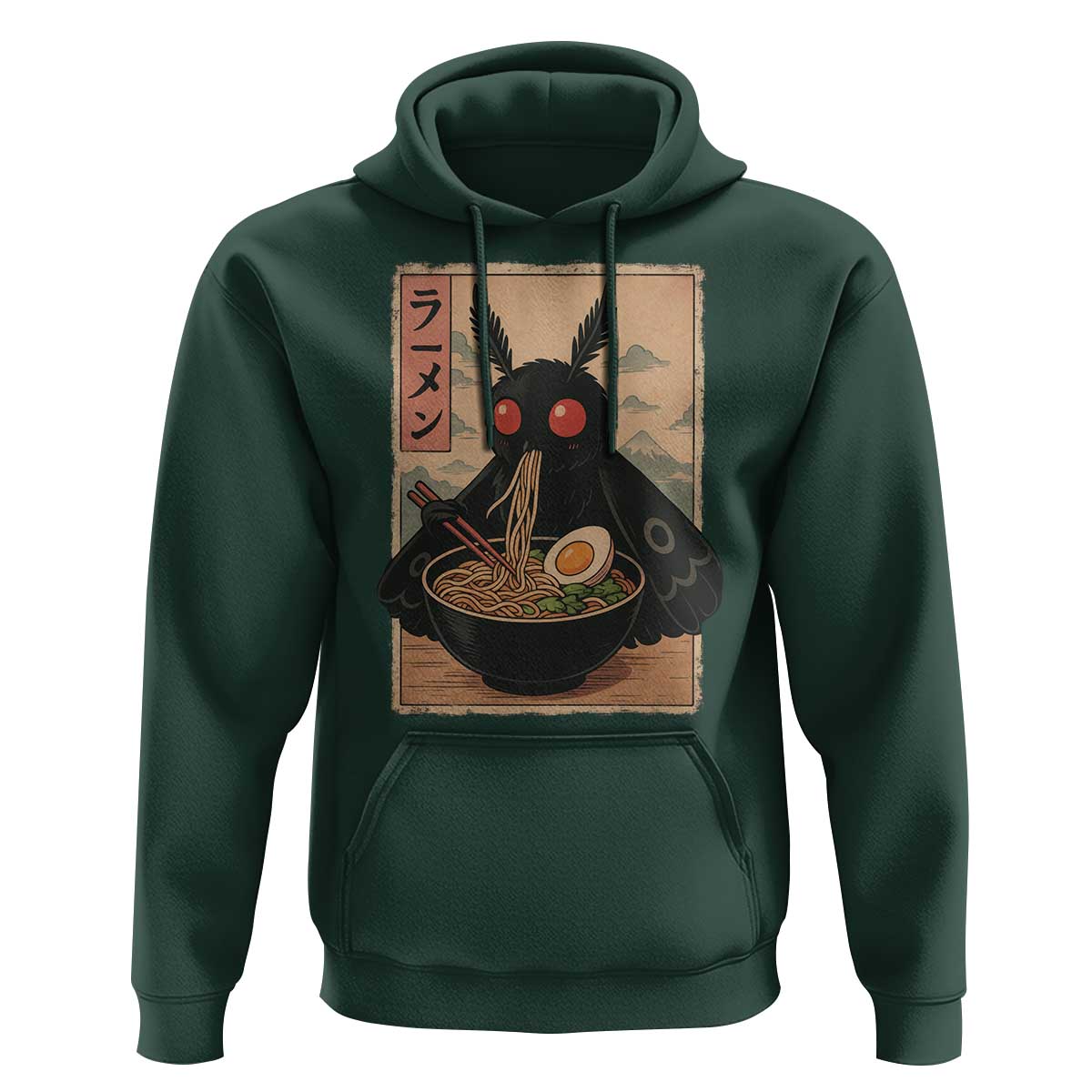 Funny Mothman Ramen Hoodie Japanese Kawaii Noodles Cryptid Retro Manga Anime - Wonder Print Shop
