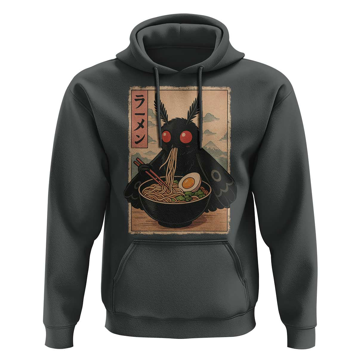 Funny Mothman Ramen Hoodie Japanese Kawaii Noodles Cryptid Retro Manga Anime - Wonder Print Shop