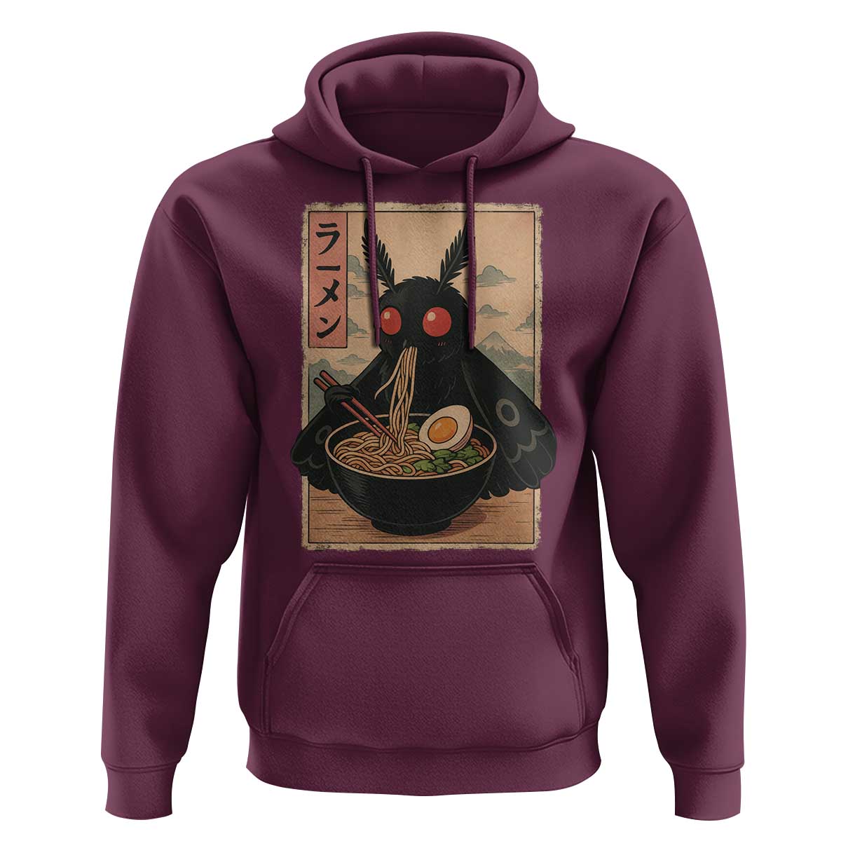 Funny Mothman Ramen Hoodie Japanese Kawaii Noodles Cryptid Retro Manga Anime - Wonder Print Shop