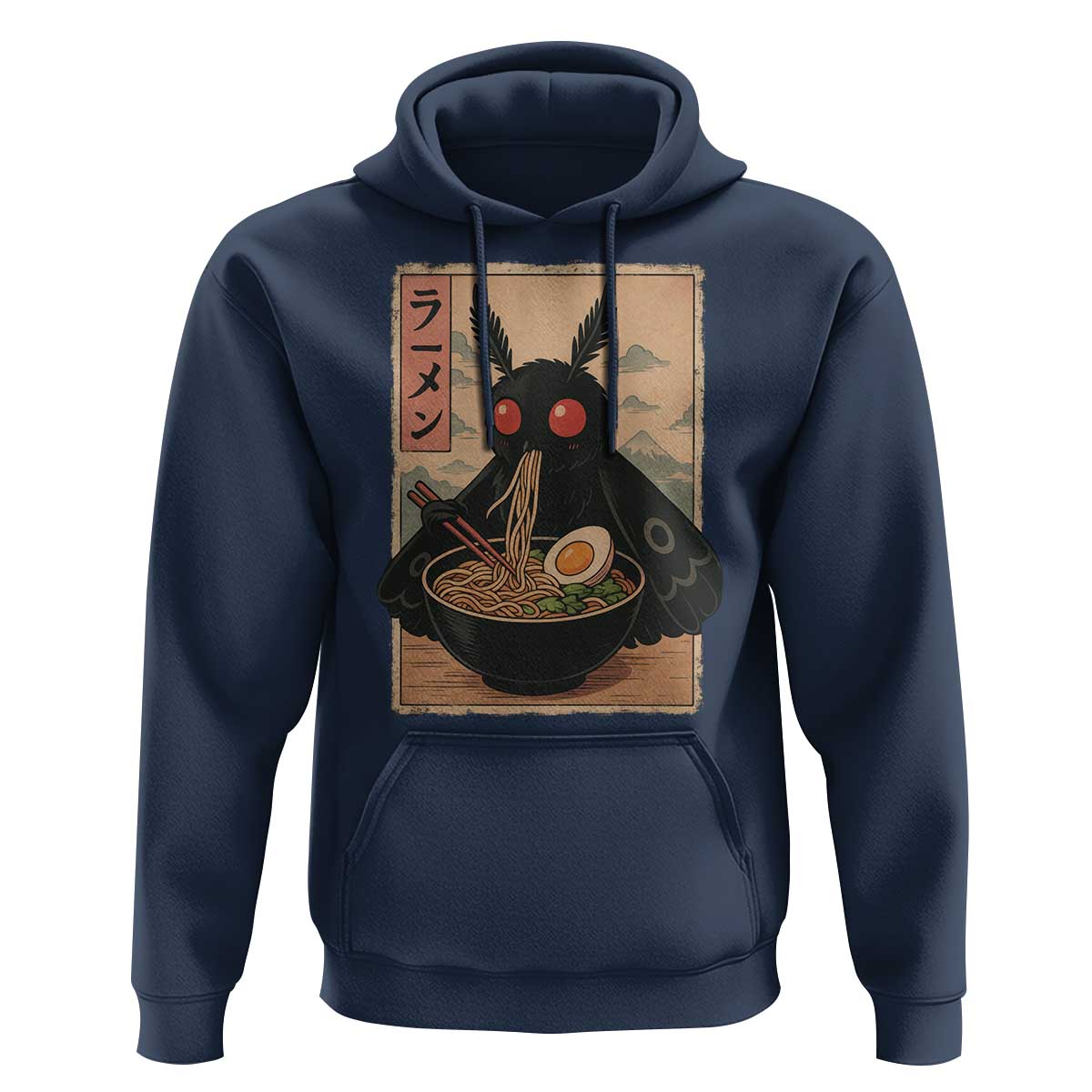 Funny Mothman Ramen Hoodie Japanese Kawaii Noodles Cryptid Retro Manga Anime - Wonder Print Shop
