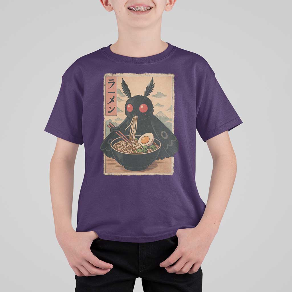 Funny Mothman Ramen T Shirt For Kid Japanese Kawaii Noodles Cryptid Retro Manga Anime - Wonder Print Shop