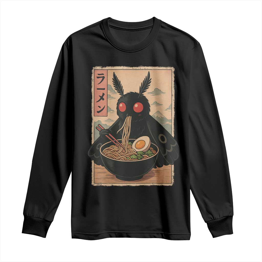 Funny Mothman Ramen Long Sleeve Shirt Japanese Kawaii Noodles Cryptid Retro Manga Anime - Wonder Print Shop